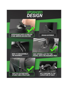 Ganchos para Asiento de Coche Teoenix - Paquete de 2, Negro 2