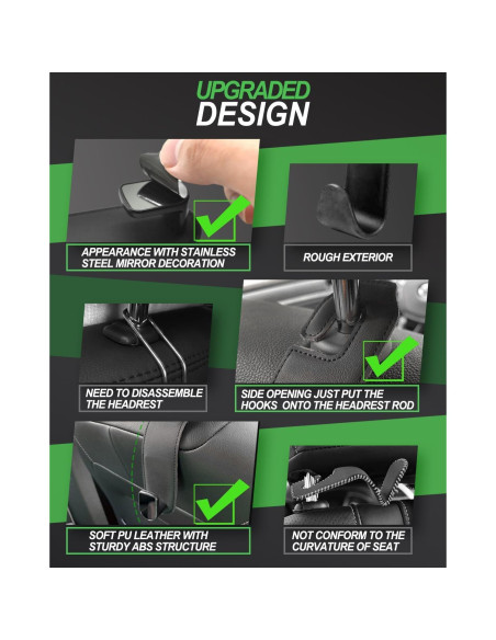 Ganchos para Asiento de Coche Teoenix - Paquete de 2, Negro