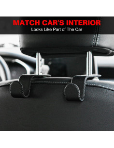 Ganchos de Cuero para Automóvil AMVOYOA - Soporte Reposacabezas Negro 2