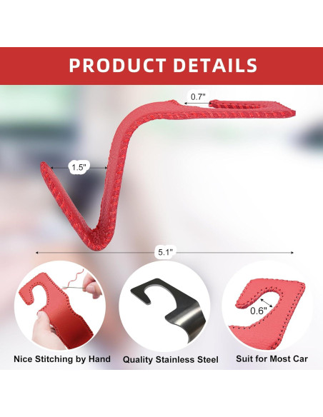 Ganchos para reposacabezas Etre Jeune, 2 unidades rojos