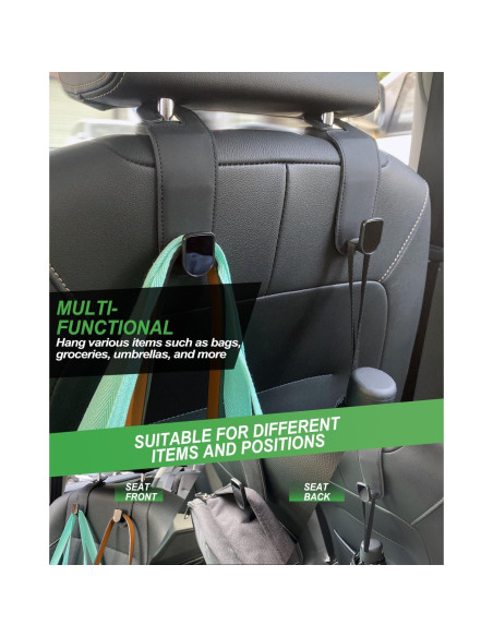 Ganchos para Asiento de Coche Teoenix - Paquete de 2, Negro