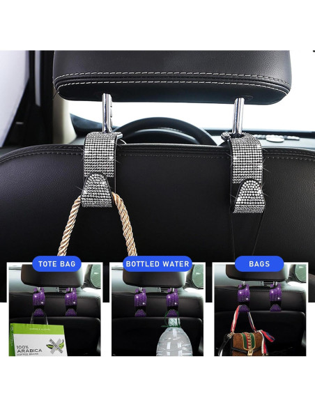 Ganchos para Reposacabezas de Coche Ohleats 4 PCS Púrpura