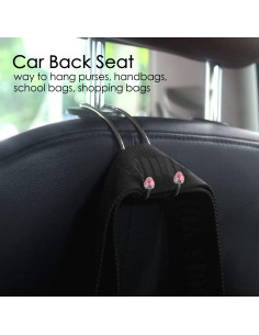 Ganchos de Asiento para Coche Guoord Rosa - 2 Pcs, Soporte 20 kg 2