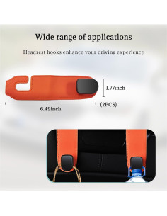 Ganchos para Reposacabezas de Coche Suvnie - 2 Pcs Naranja 2