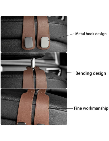 Paquete de 2 Ganchos para Reposacabezas SHDGDT - Soporte para Bolsos y Teléfono