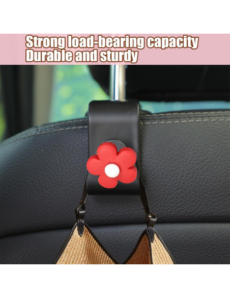 4 Ganchos para Reposacabezas de Coche KHGUZ Negro/Rojo