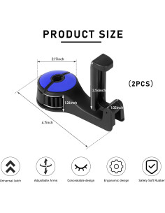 Ganchos Ocultos para Reposacabezas de Coche KVAEY Azul 2