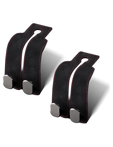 2 Ganchos para Reposacabezas de Auto DBIGQ 2025 Metal y Cuero