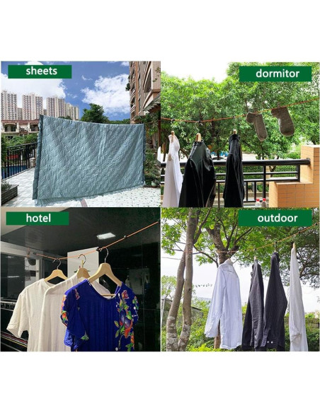 Cuerda de Lavandería Retráctil Eforwest 10m con 20 Pinzas