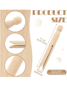 200 Pinzas de Madera Redondas Zubebe para Ropa y Manualidades 2