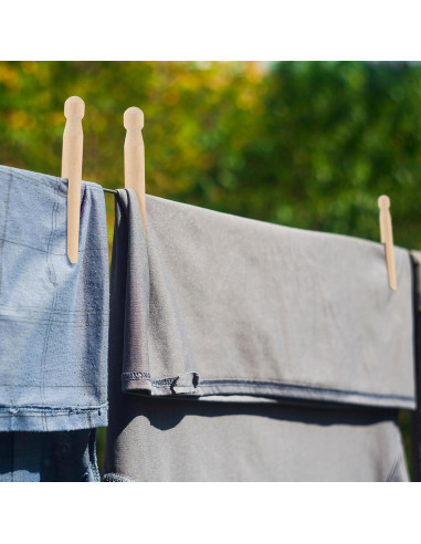 200 Pinzas de Madera Redondas Zubebe para Ropa y Manualidades