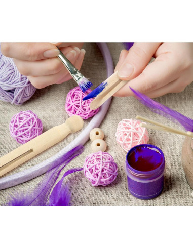 200 Pinzas de Madera Redondas Zubebe para Ropa y Manualidades