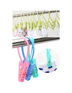 12 Pinzas para Ropa JCBIZ Multicolor con Cuerda Antideslizante 2