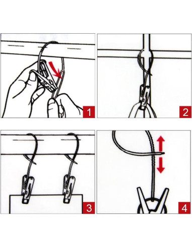 12 Pinzas para Ropa JCBIZ Multicolor con Cuerda Antideslizante