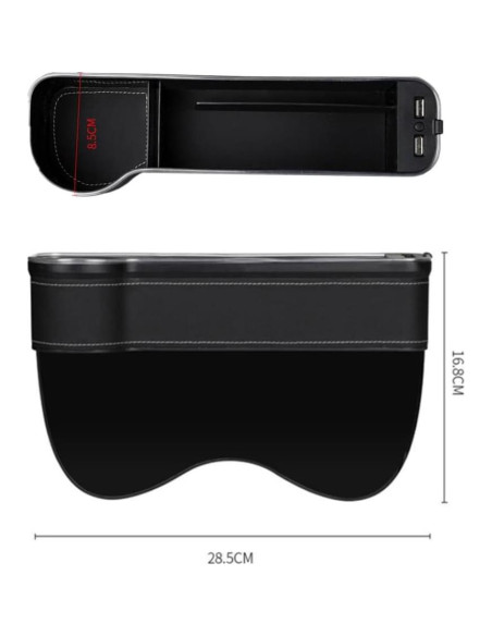 Organizador Tumecos para Espacio entre Asientos de Coche con Luz y Carga USB