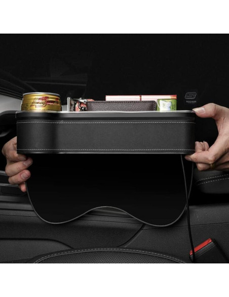 Organizador Tumecos para Espacio entre Asientos de Coche con Luz y Carga USB