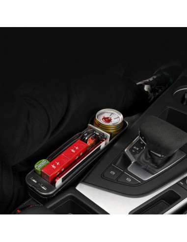 Organizador Tumecos para Espacio entre Asientos de Coche con Luz y Carga USB