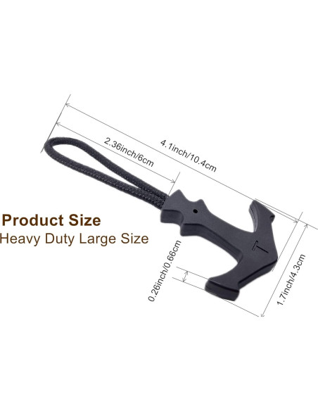 Tiradores de Cremallera de Paracord LDCRE 5 Piezas Negros