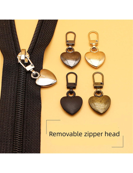 5 Reemplazos Tiradores de Cremallera Corazón Multicolor JJLFresheners