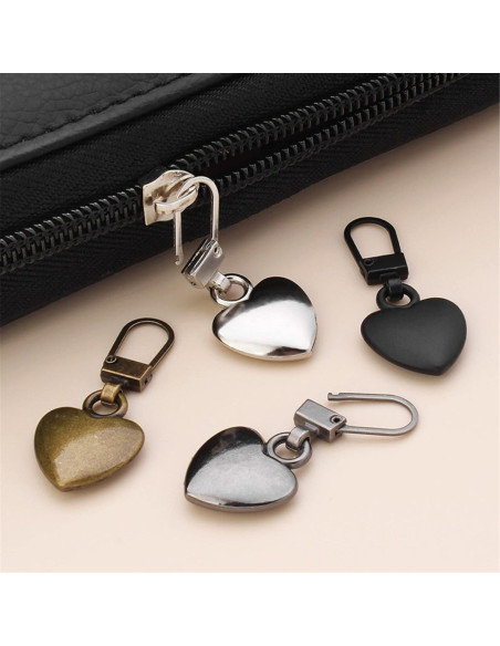 5 Reemplazos Tiradores de Cremallera Corazón Multicolor JJLFresheners