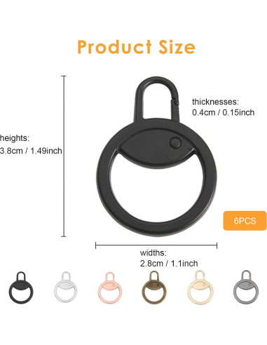 Tiradores de Cremallera Reemplazo Tapeta 6 Piezas 6 Colores