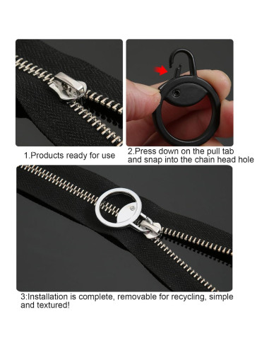 Tiradores de Cremallera Reemplazo Tapeta 6 Piezas 6 Colores