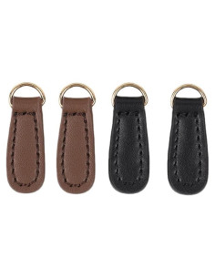 4 Tiradores de Cremallera de Cuero Teensery - Negro y Marrón