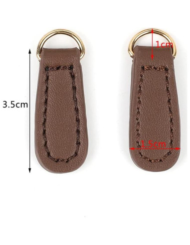 4 Tiradores de Cremallera de Cuero Teensery - Negro y Marrón