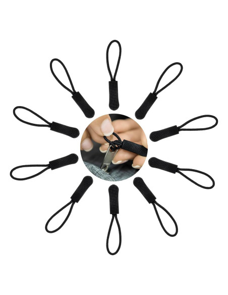 Tiradores de Cremallera Vive - Paquete de 10 Piezas Negros