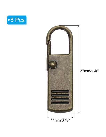 Kit 8 Pcs Tiradores de Cremallera Metálicos PATIKIL Bronce