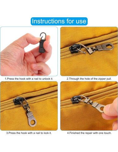 Kit 8 Pcs Tiradores de Cremallera Metálicos PATIKIL Bronce