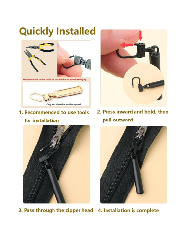 20 Tiradores de Cremallera Universal CUNSWEN 5 Colores