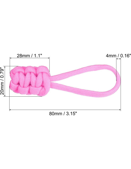 Tiradores de Cremallera PATIKIL 6 Piezas Nylon Rosa