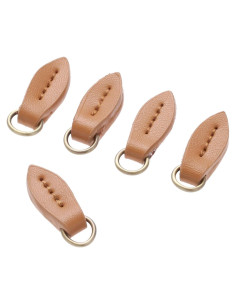 5 Tiradores de Cremallera de Cuero Marrón Yetaha 33x11mm