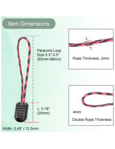 Paquete de 10 Tiradores de Cremallera CooBigo Negro y Rojo 2