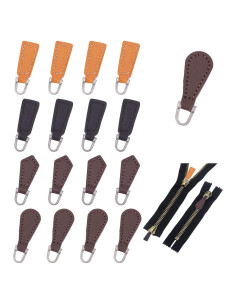 Tiradores de Cremallera de Cuero PH PandaHall 20 Pcs 4 Estilos