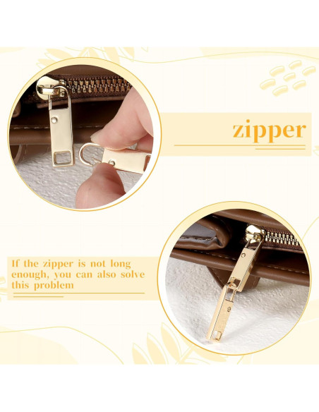 8 Tiradores de Cremallera Dorados de Metal InnoHHustle 3.5cm