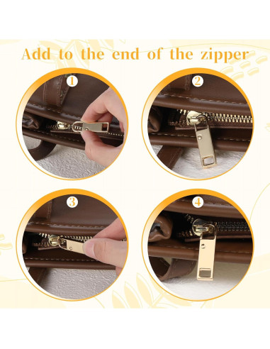 8 Tiradores de Cremallera Dorados de Metal InnoHHustle 3.5cm