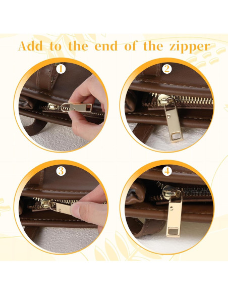 8 Tiradores de Cremallera Dorados de Metal InnoHHustle 3.5cm