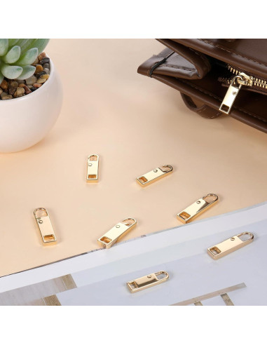 8 Tiradores de Cremallera Dorados de Metal InnoHHustle 3.5cm