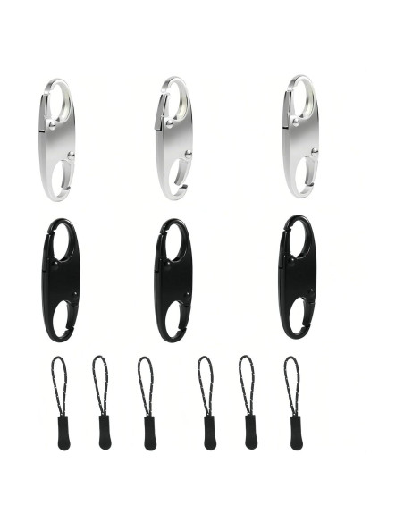 12 Clips de Carabineros Antirrobo Rabihike para Cremalleras