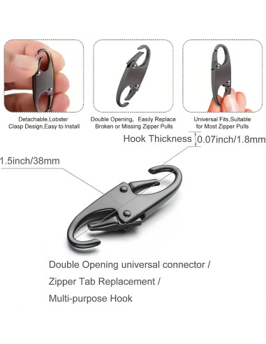 12 Clips de Carabineros Antirrobo Rabihike para Cremalleras