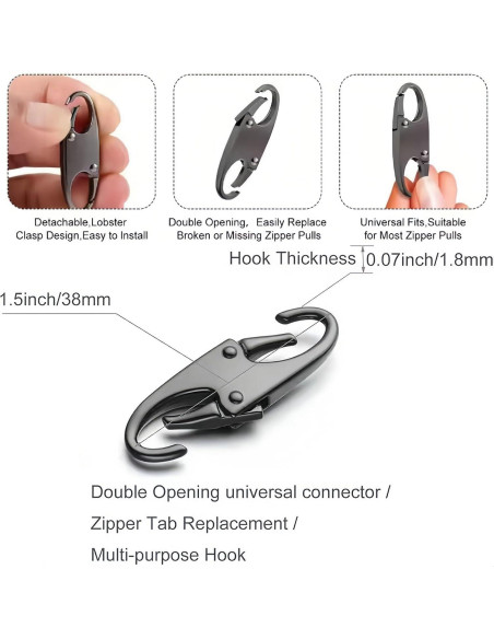 12 Clips de Carabineros Antirrobo Rabihike para Cremalleras