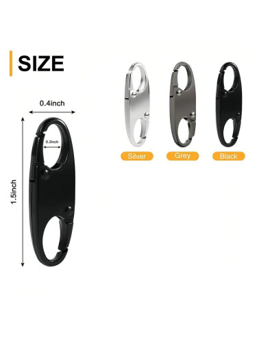 12 Clips de Carabineros Antirrobo Rabihike para Cremalleras