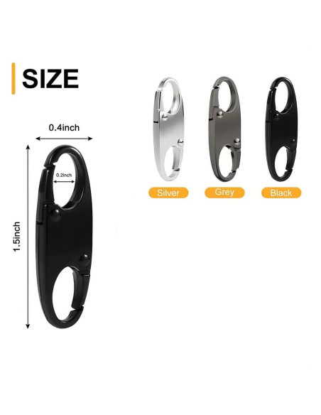 12 Clips de Carabineros Antirrobo Rabihike para Cremalleras