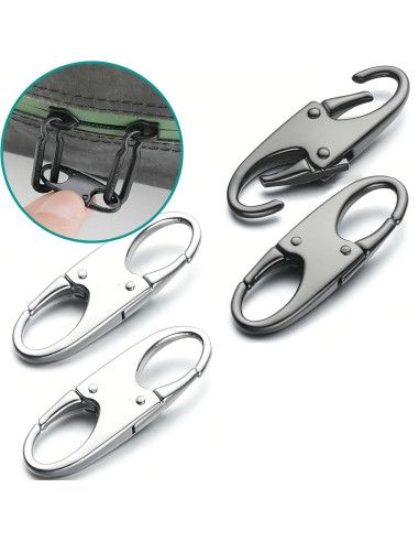 12 Clips de Carabineros Antirrobo Rabihike para Cremalleras