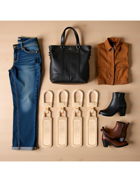 4 Tiradores de Cremallera Dorados Desmontables Qintreesify