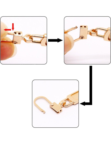 4 Tiradores de Cremallera Dorados Desmontables Qintreesify