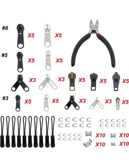 Kit de Reparación de Cremalleras 143 Piezas YaHoGa con Alicates