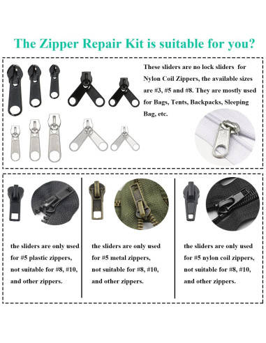 Kit de Reparación de Cremalleras 143 Piezas YaHoGa con Alicates